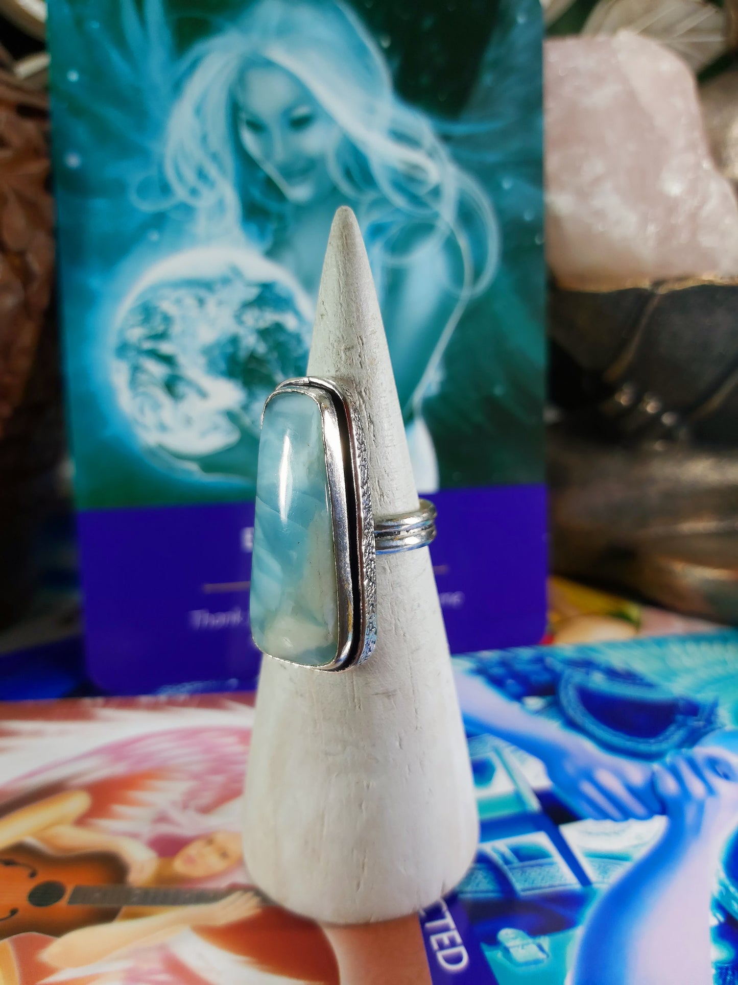 Larimar Emotional Healing Ring Size US 7.5 (E179)