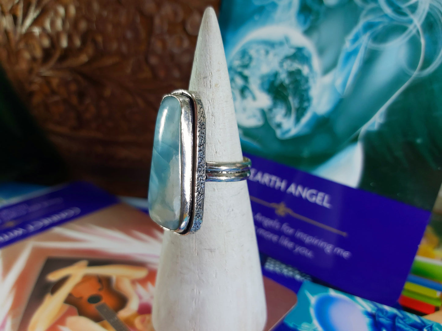 Larimar Emotional Healing Ring Size US 7.5 (E179)