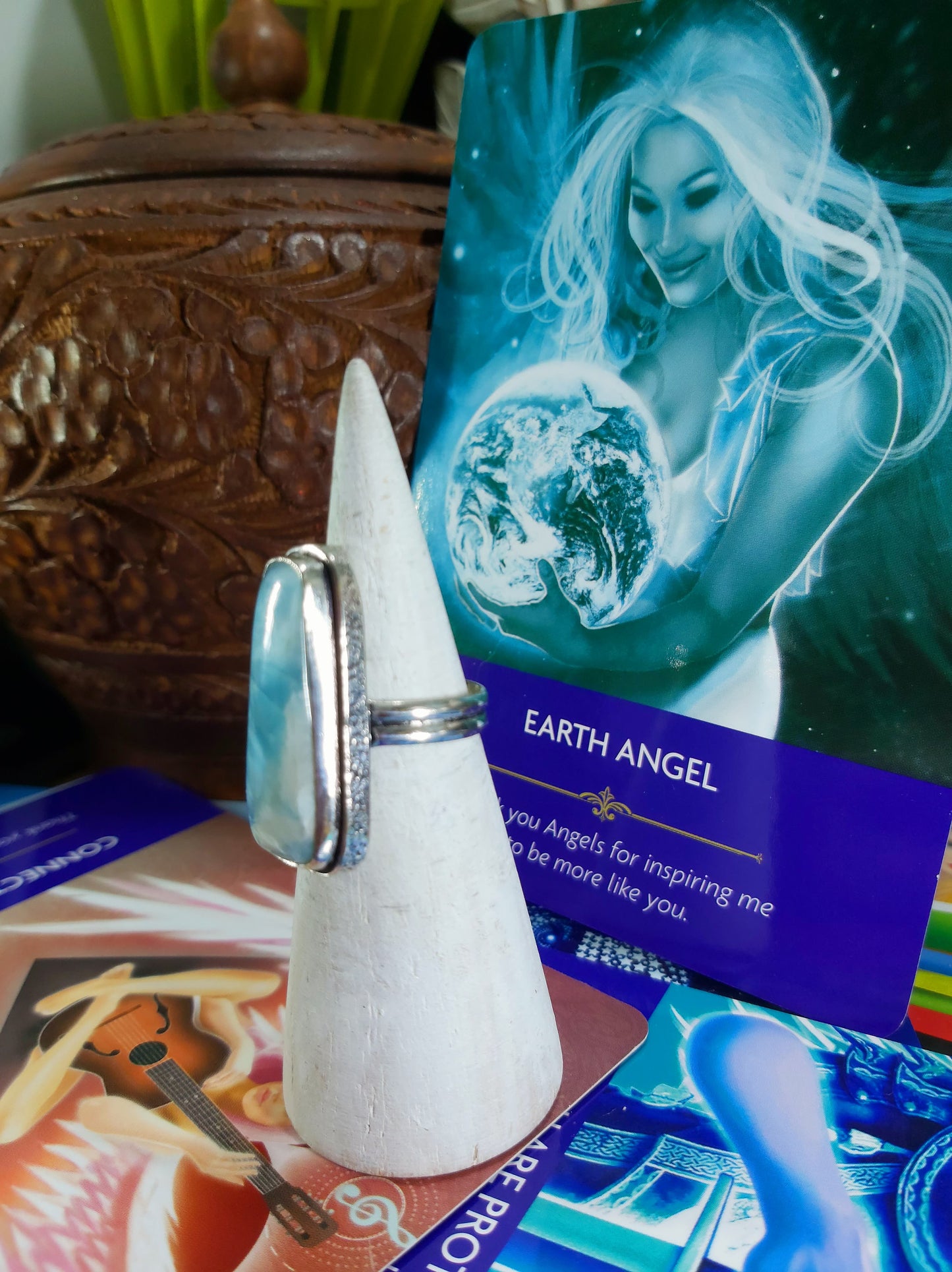 Larimar Emotional Healing Ring Size US 7.5 (E179)