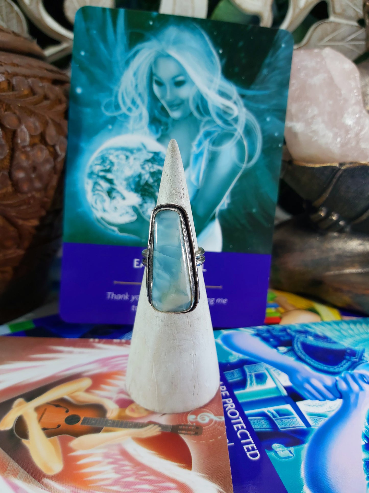 Larimar Emotional Healing Ring Size US 7.5 (E179)