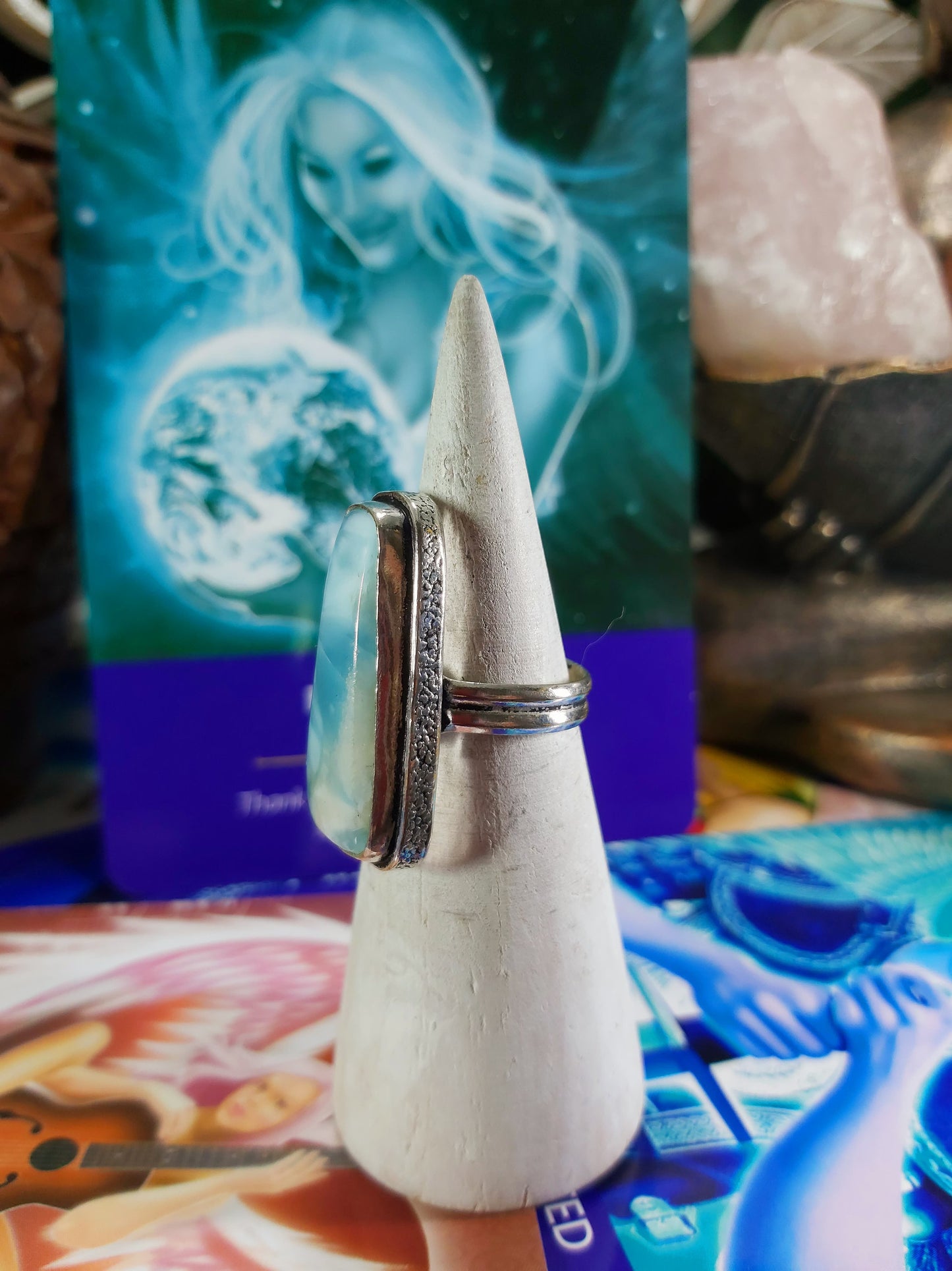 Larimar Emotional Healing Ring Size US 7.5 (E179)