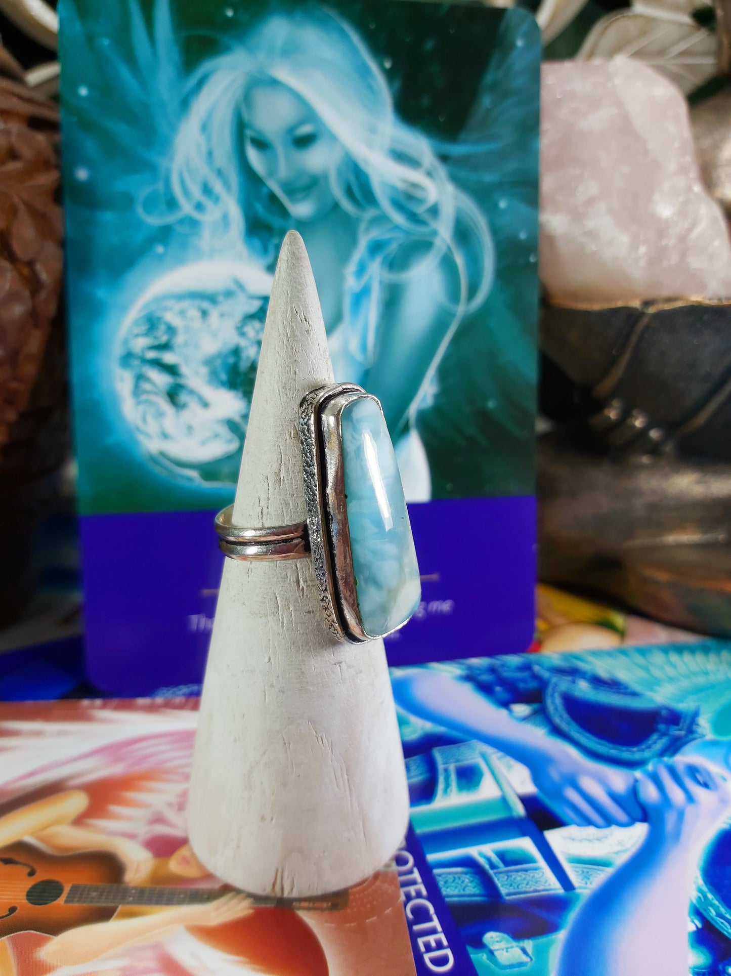 Larimar Emotional Healing Ring Size US 7.5 (E179)