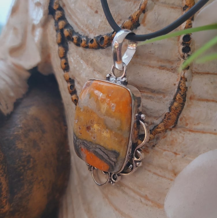 Bumblebee Jasper Gemstone Pendant (E1795)