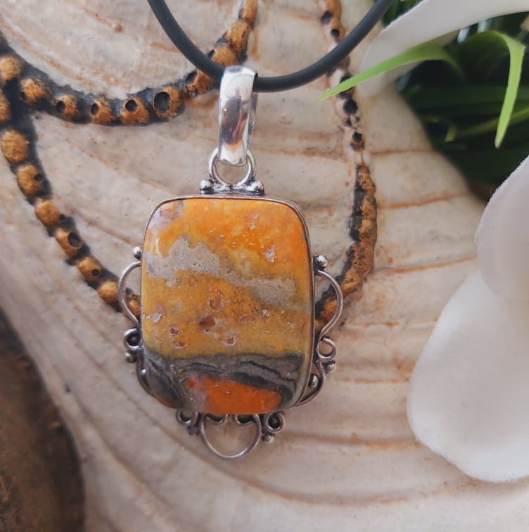 Bumblebee Jasper Gemstone Pendant (E1795)