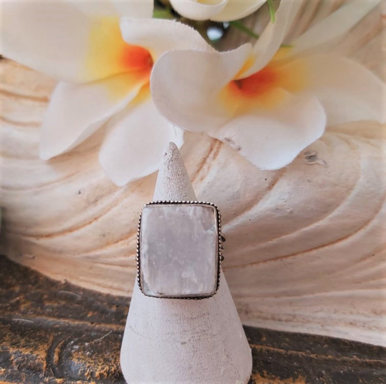 Selenite Third Eye Ring  Size US 7 (E1846)