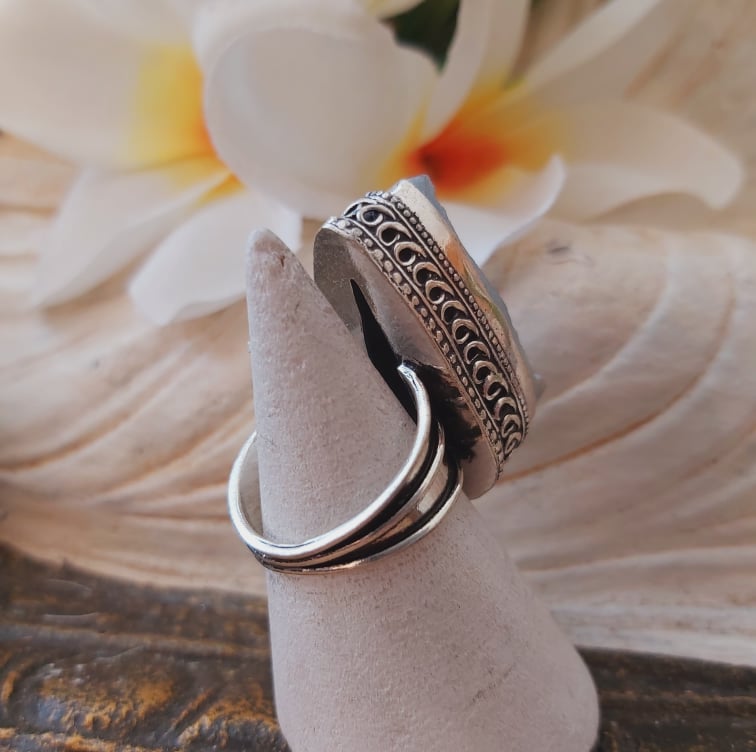 Owyhee Blue Opal Angelic Gemstone Ring US 6 (E1848)