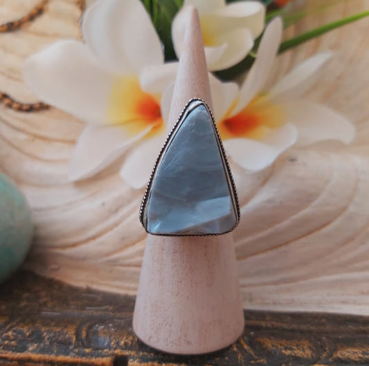 Owyhee Blue Opal Angelic Gemstone Ring US 6.5 (E1849)