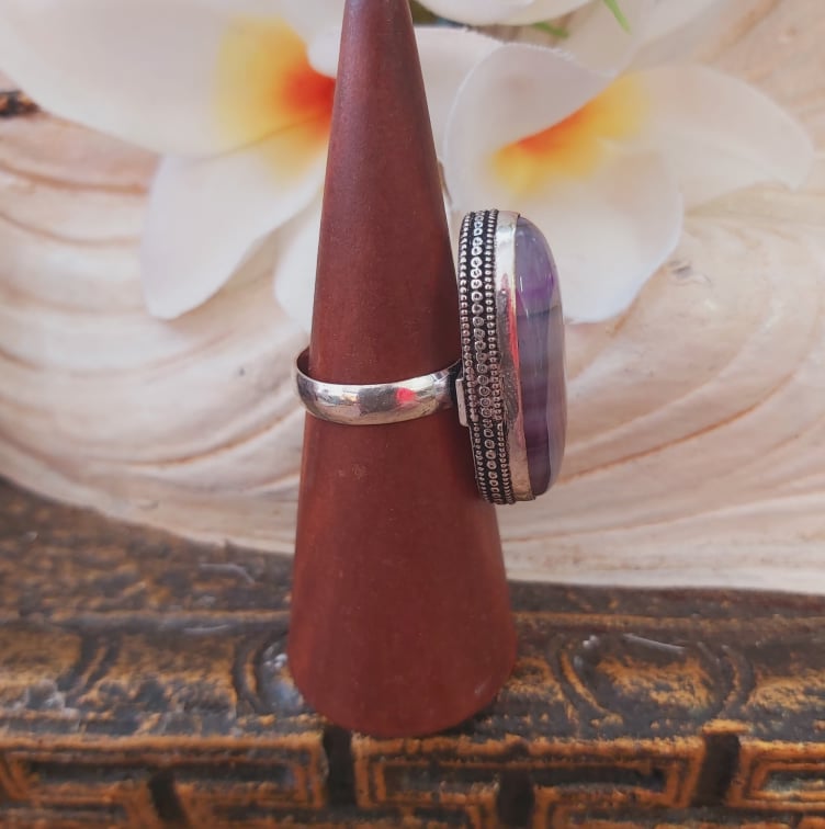 Agate Physical Wellbeing Gemstone Ring US 8 (E1865)