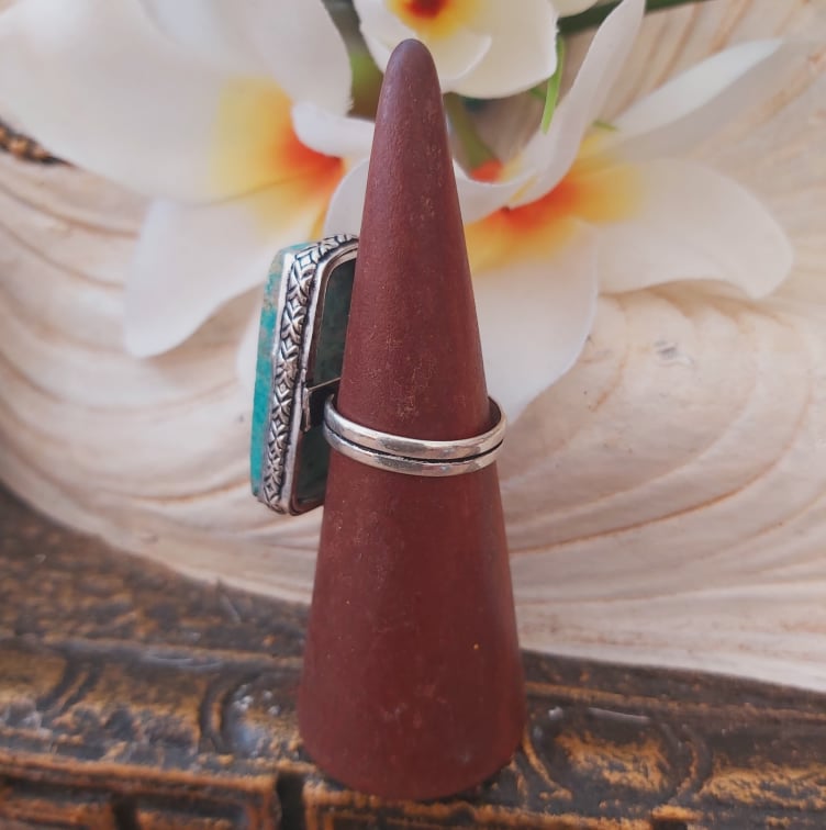 Chrysocolla Heart Chakra Gemstone Ring US 8 (E1875)