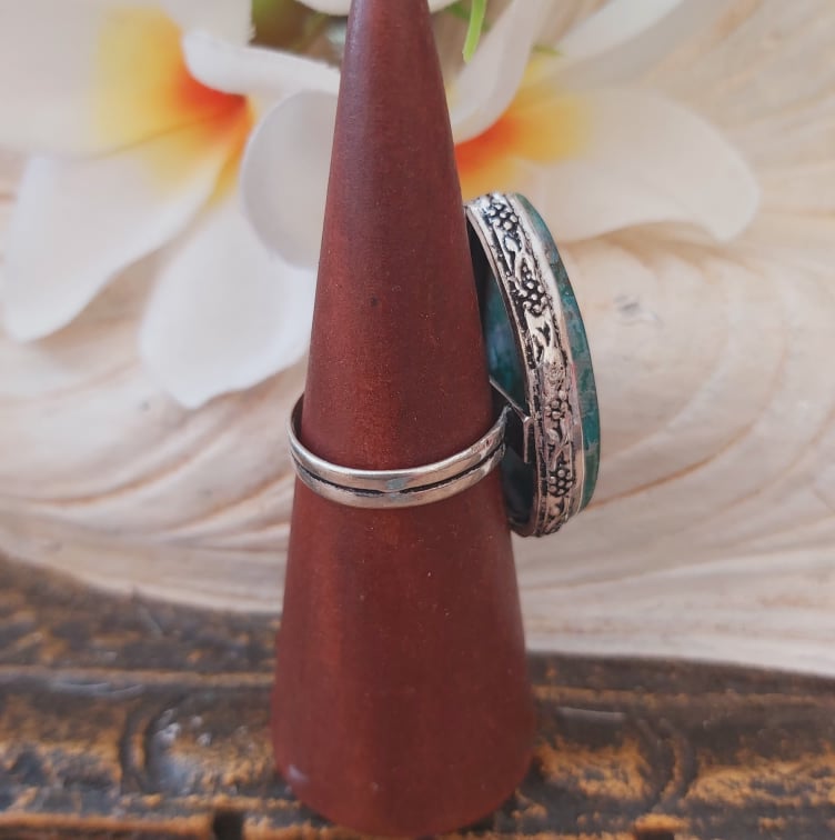 Chrysocolla Heart Chakra Gemstone Ring US 9 (E1876)