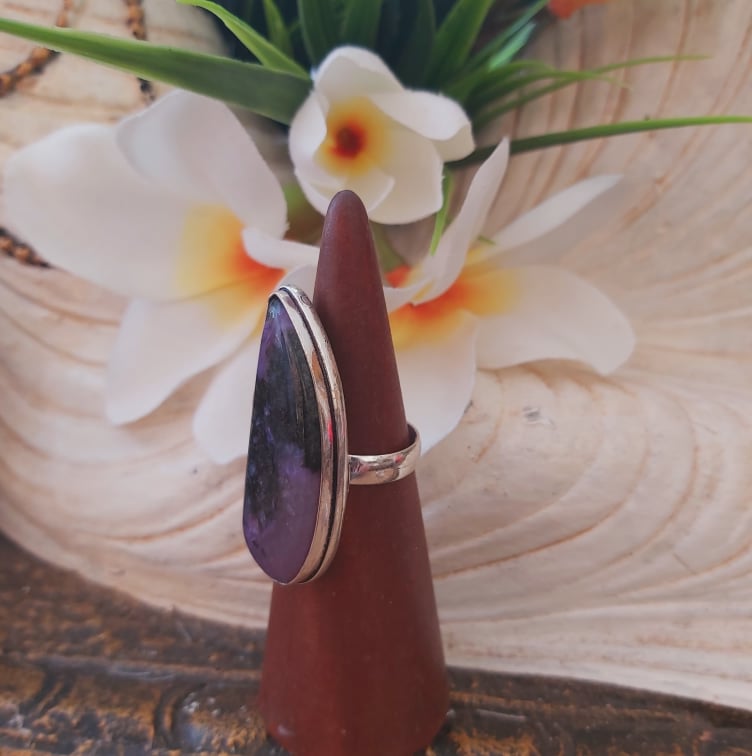 Charoite Spiritual Path Gemstone Ring  Size US 6.5 (E1878)