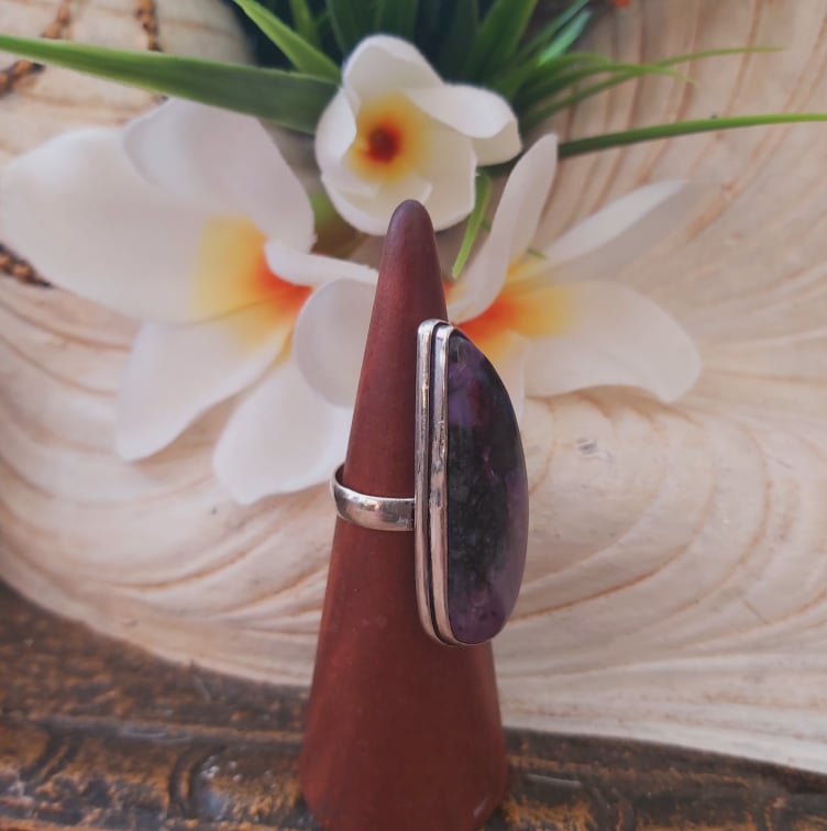 Charoite Spiritual Path Gemstone Ring  Size US 6.5 (E1878)