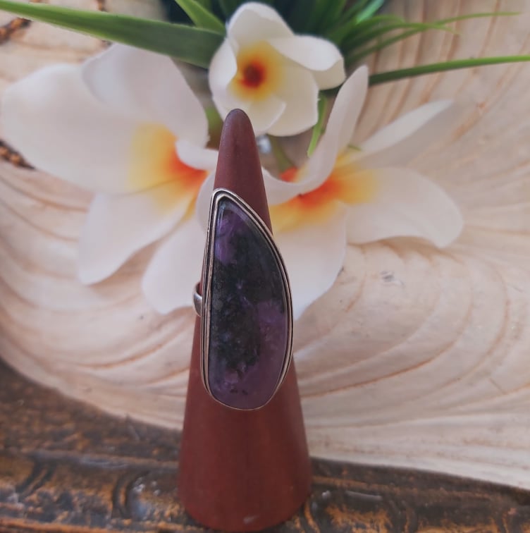 Charoite Spiritual Path Gemstone Ring  Size US 6.5 (E1878)
