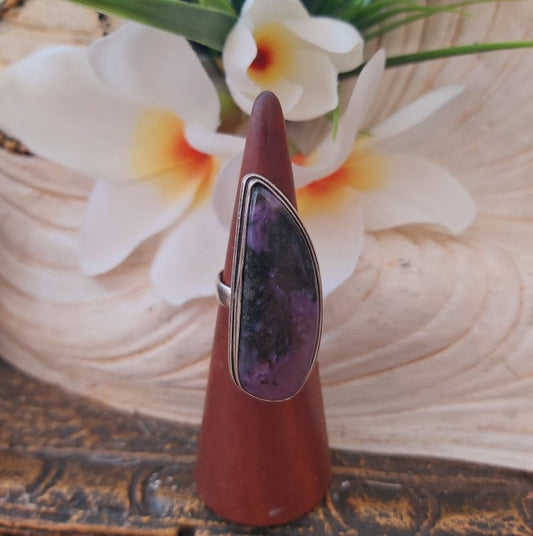 Charoite Spiritual Path Gemstone Ring  Size US 6.5 (E1878)