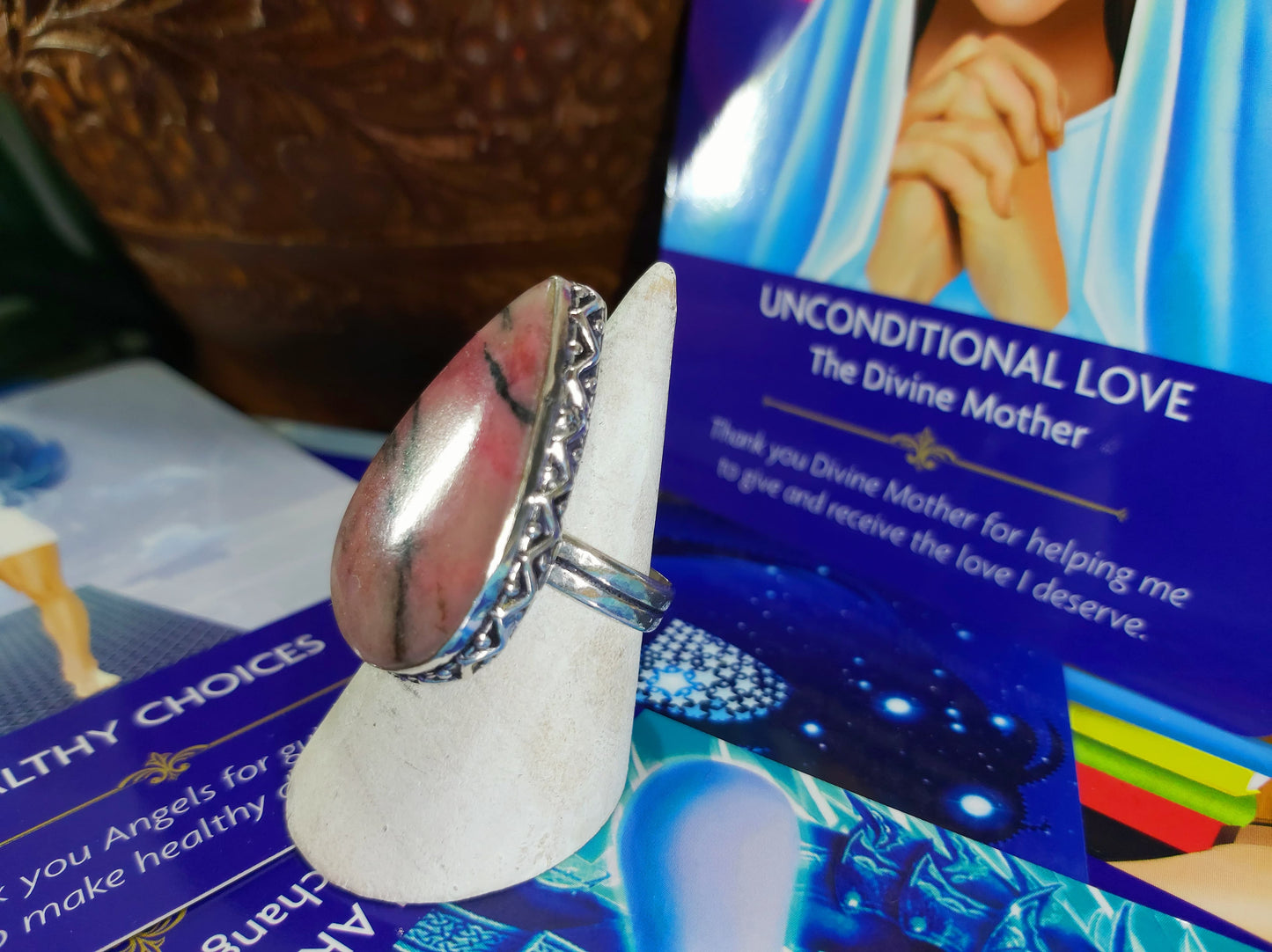 Rhodonite Self-Worth Ring Size US 8 (E188)