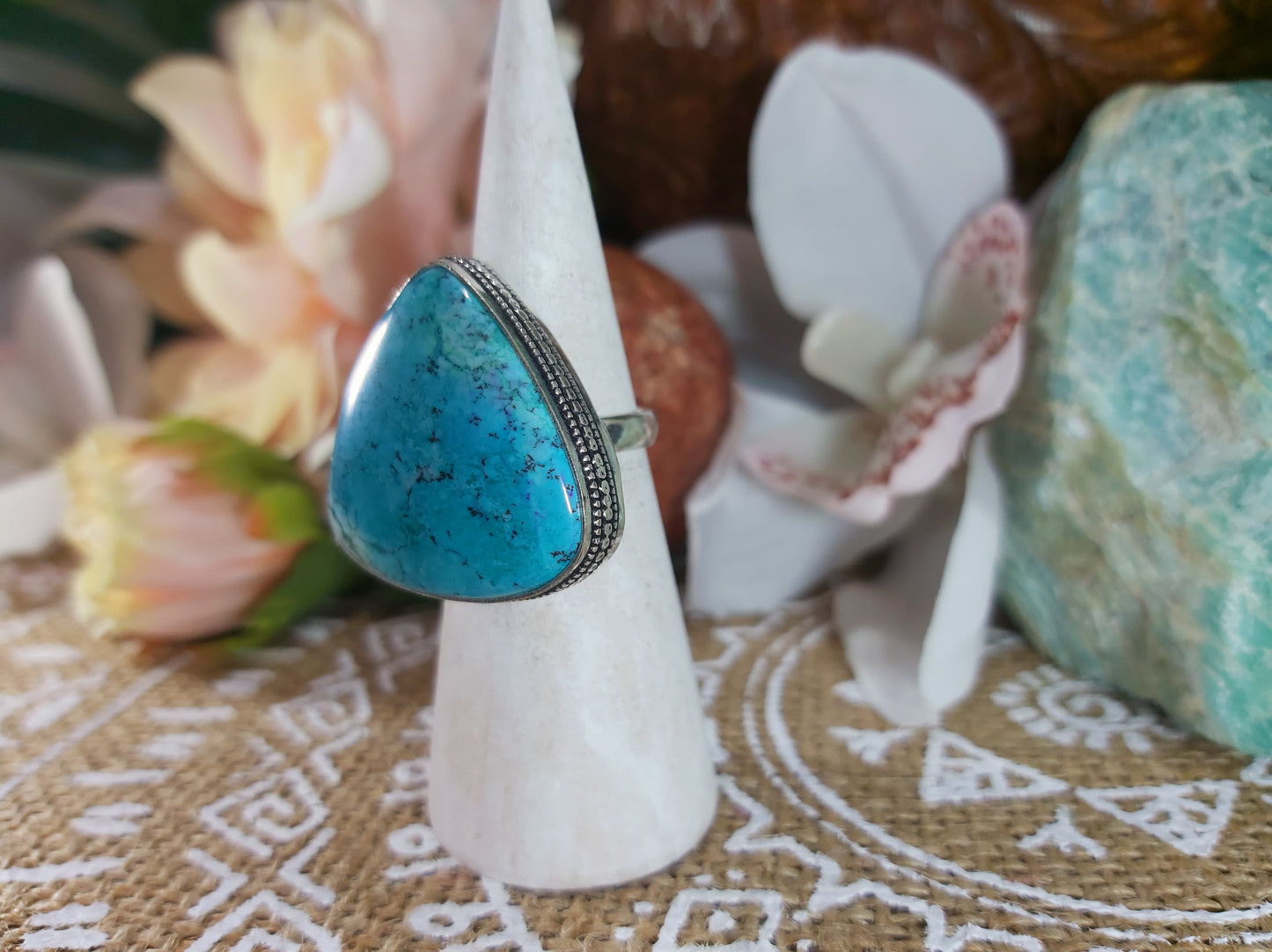 Dendritic Opal Hope Ring Size US 7.5 (E194)