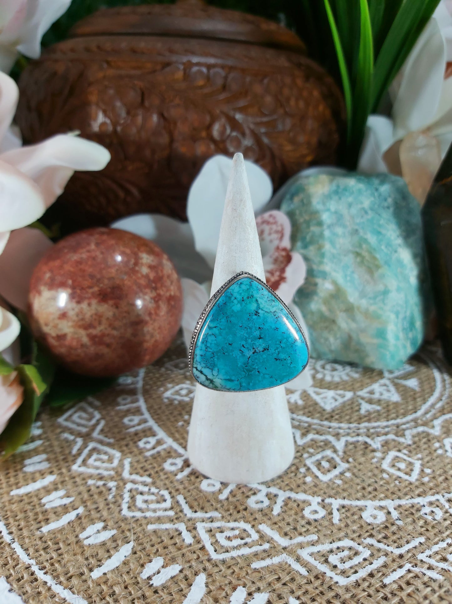 Dendritic Opal Hope Ring Size US 7.5 (E194)