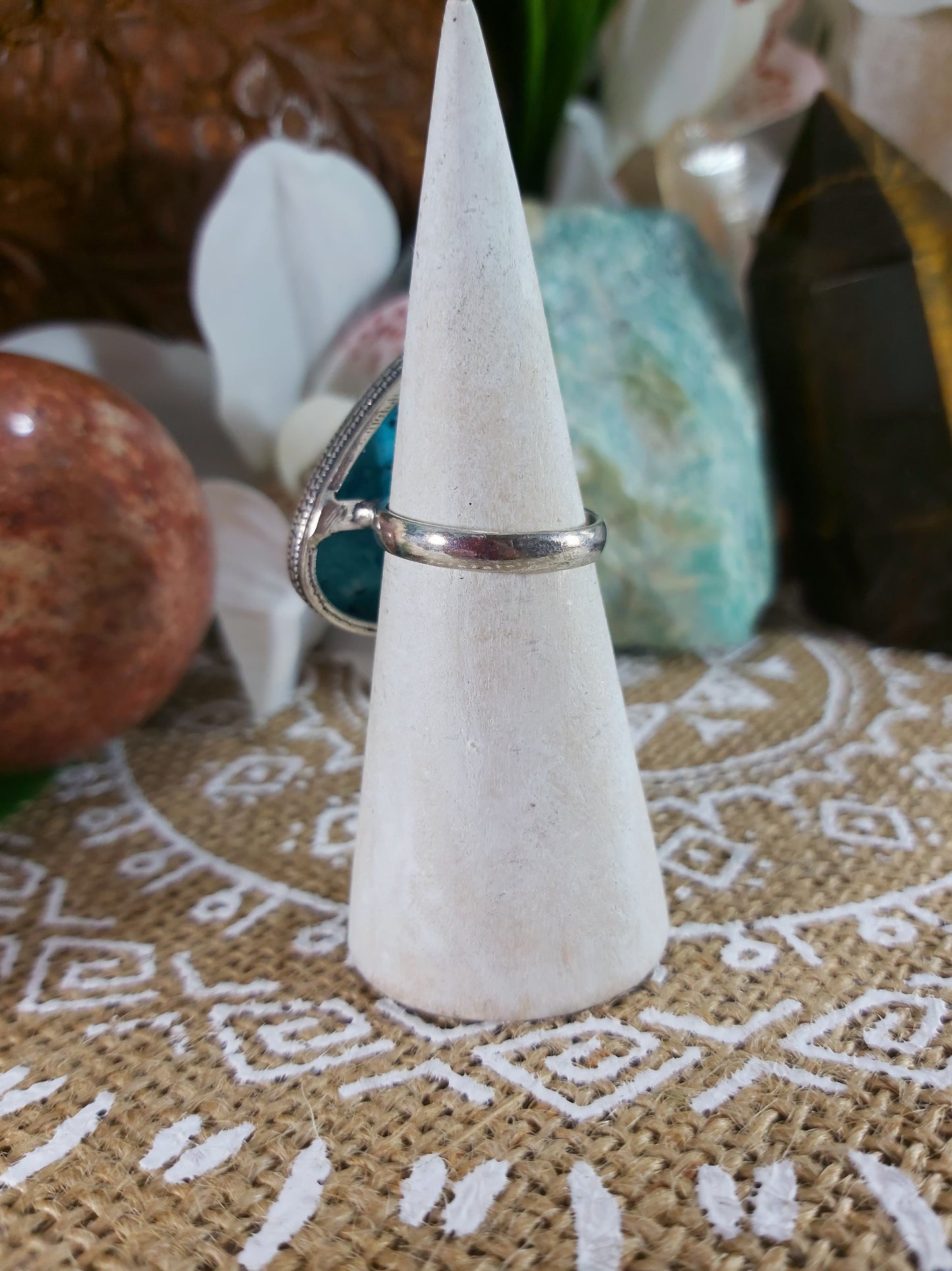 Dendritic Opal Hope Ring Size US 7.5 (E194)