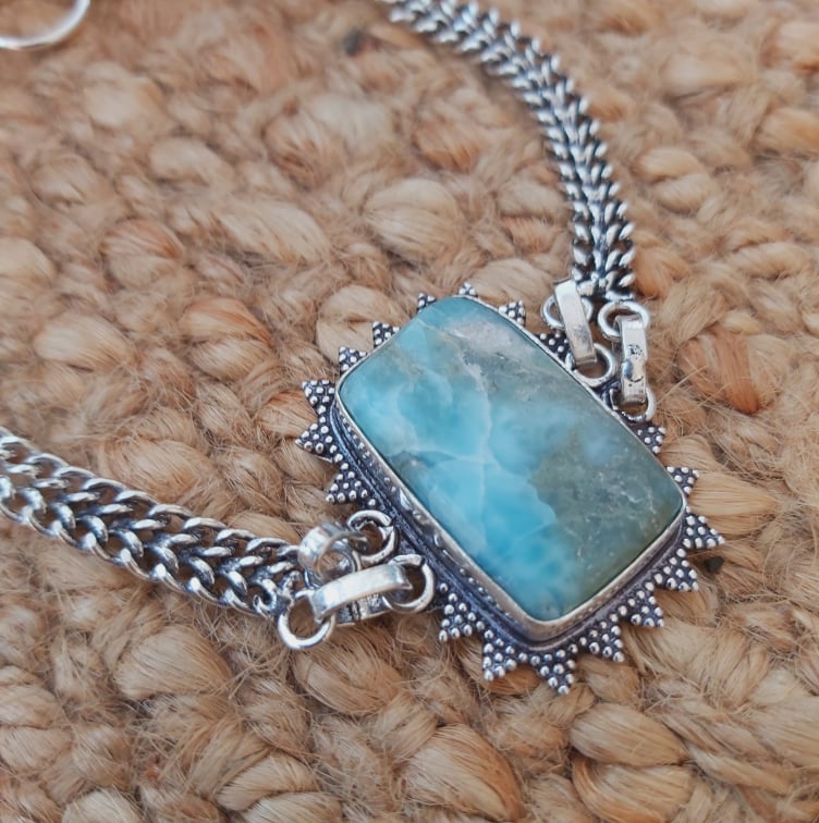 Larimar Goddess Gemstone Bracelet 21 cm (E1950)