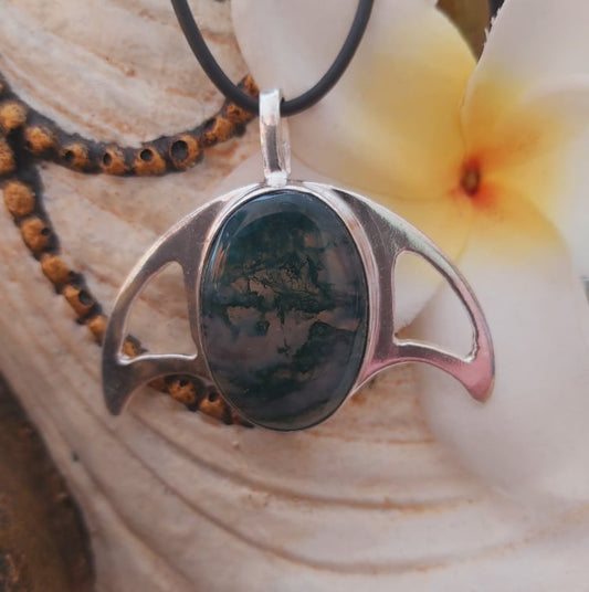 Moss Agate Forgiveness Gemstone Pendant (E1997)