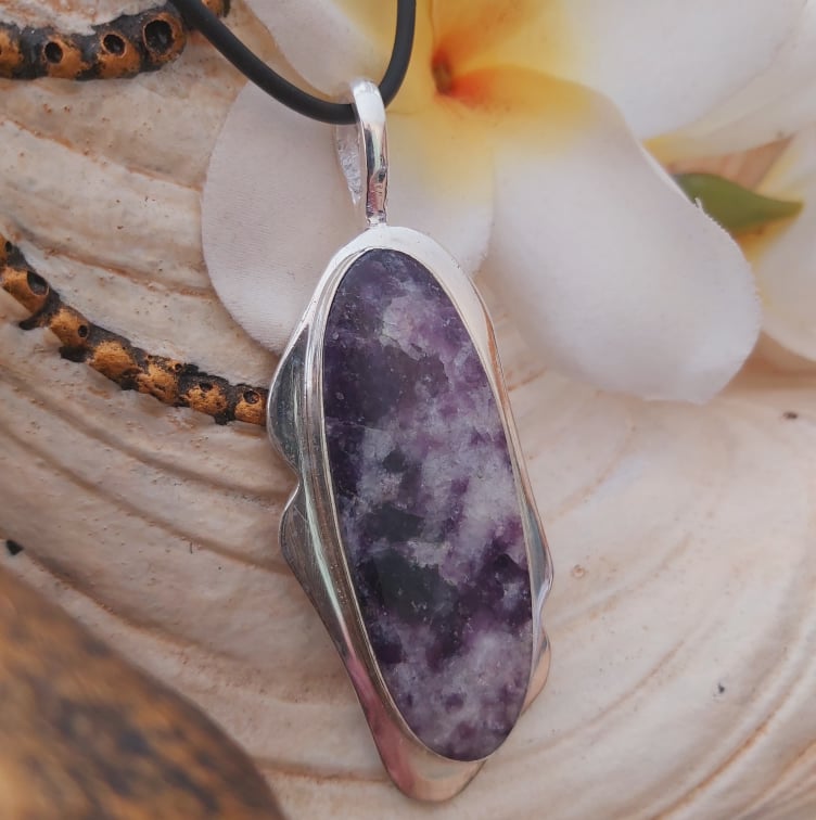 Lepidolite Gemstone Meditation Pendant (E1998)