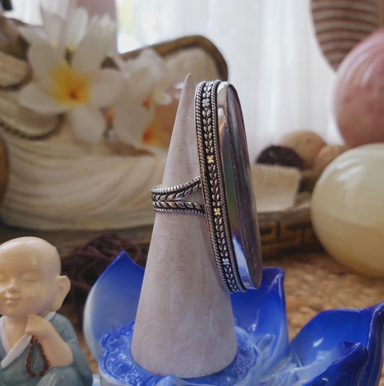 Lepidolite Meditation Ring Size US 6 (E2036)