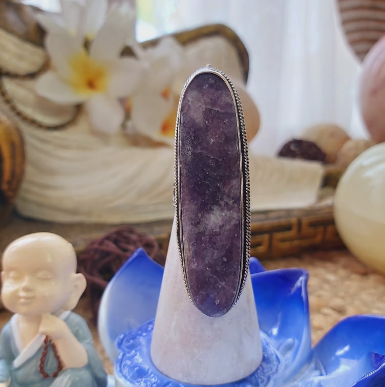 Lepidolite Meditation Ring Size US 6 (E2036)