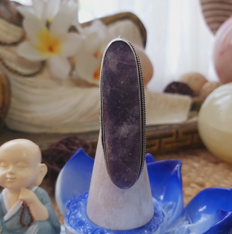 Lepidolite Meditation Ring Size US 6 (E2036)