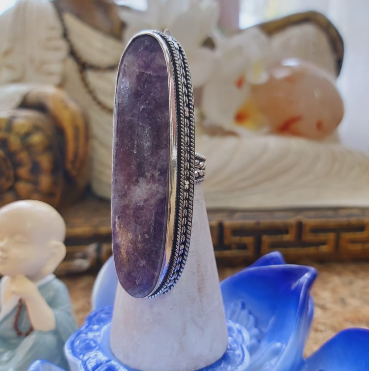 Lepidolite Meditation Ring Size US 6 (E2036)