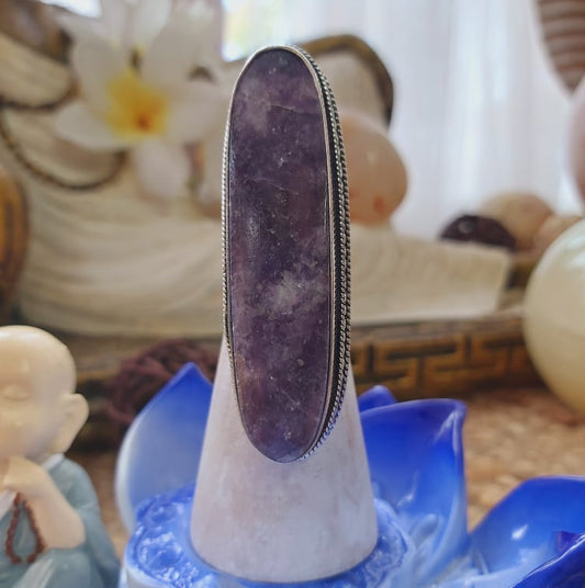 Lepidolite Meditation Ring Size US 6 (E2036)