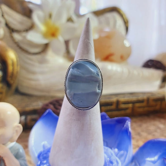 Owyhee Blue Opal Angelic Gemstone Ring US 6.5 (E2043)