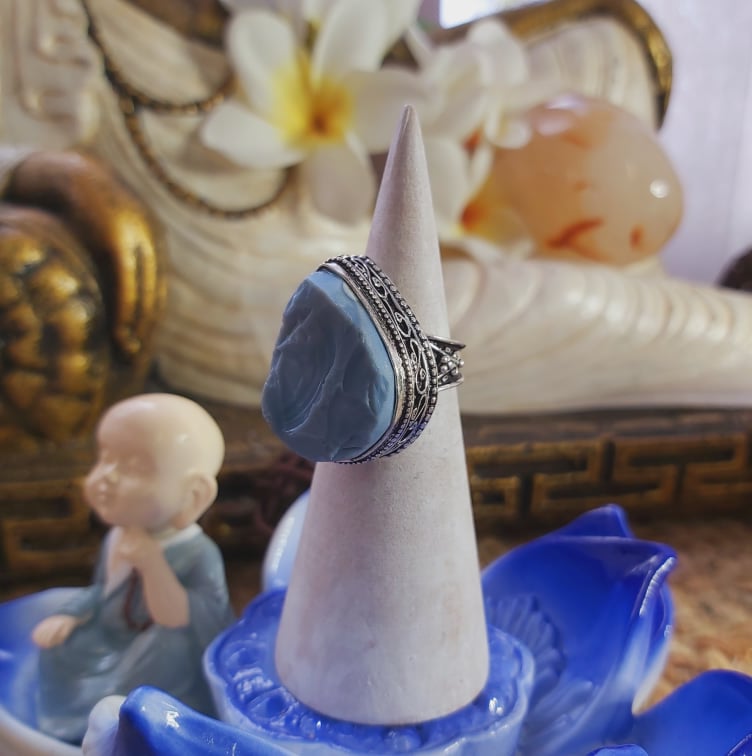 Owyhee Blue Opal Angelic Gemstone Ring US 7 (E2044)