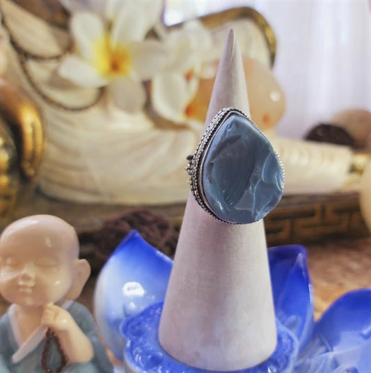 Owyhee Blue Opal Angelic Gemstone Ring US 7 (E2044)