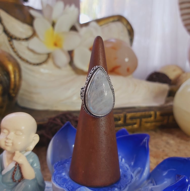 Rainbow Moonstone Ring Size US 6 (E2048)