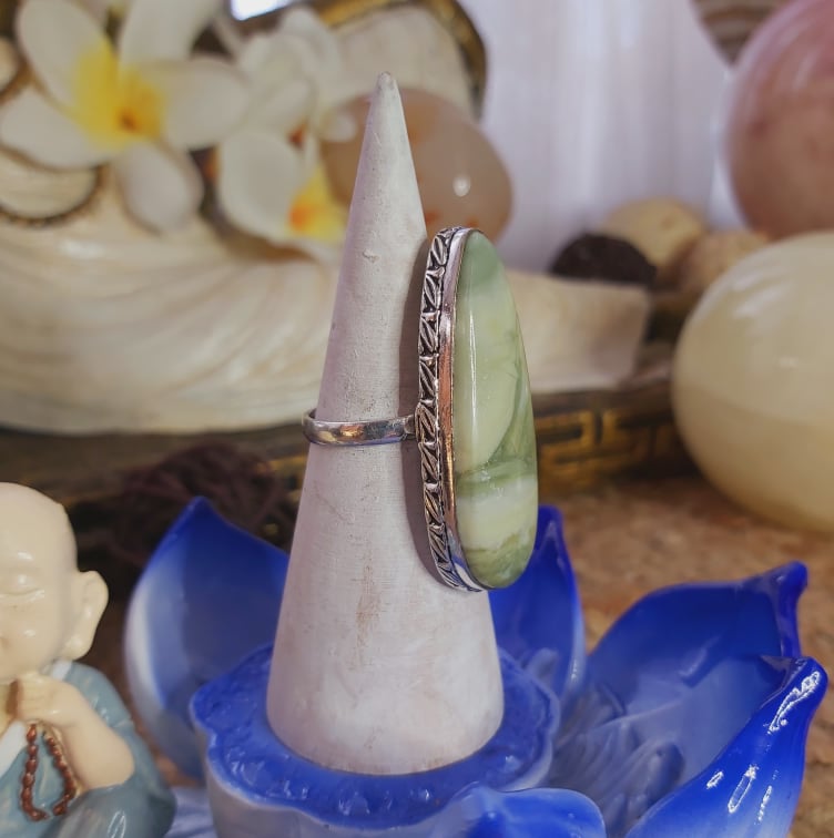 Larsonite Spiritual Grounding Gemstone Ring Size US 8.5 (E2055)