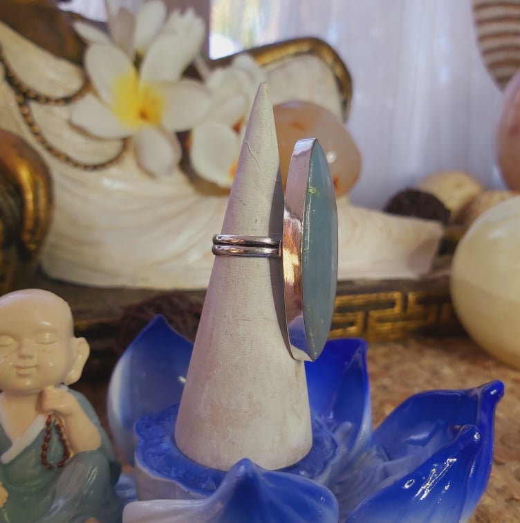 Angelite Inner Peace Gemstone Ring Size US 6 (E2067)