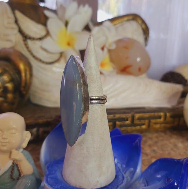 Angelite Inner Peace Gemstone Ring Size US 6 (E2067)