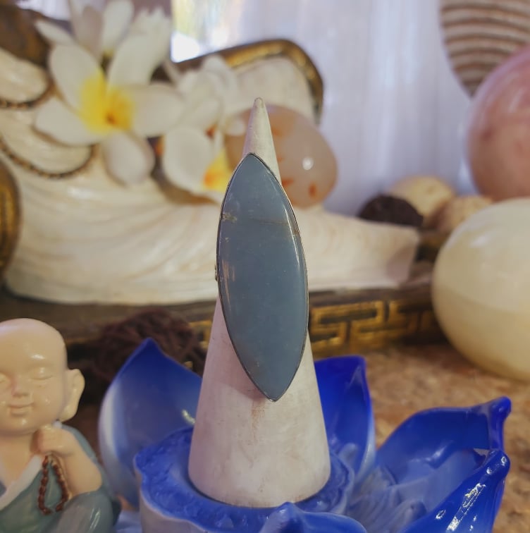 Angelite Inner Peace Gemstone Ring Size US 6 (E2067)