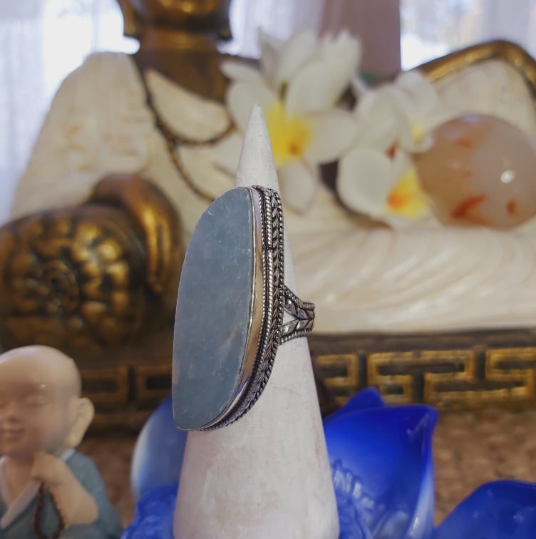 Angelite Inner Peace Gemstone Ring Size US 8 (E2068)