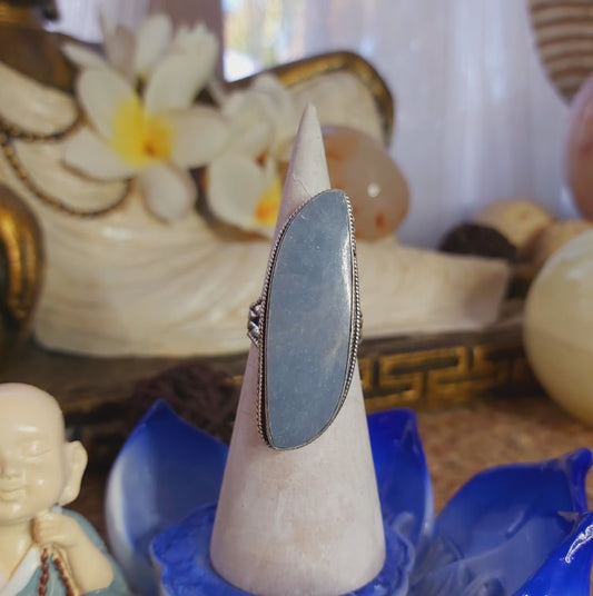 Angelite Inner Peace Gemstone Ring Size US 8 (E2068)