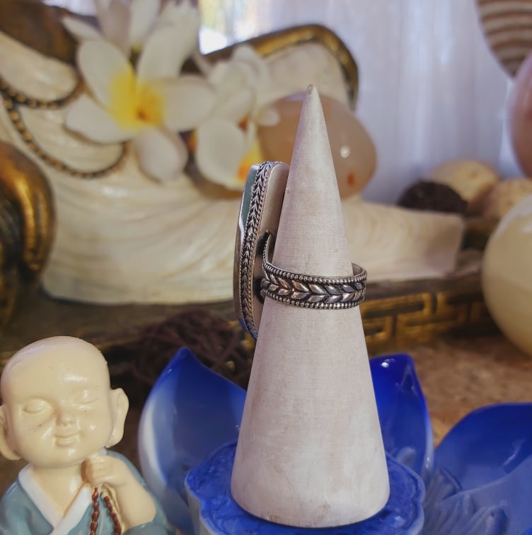 Angelite Inner Peace Gemstone Ring Size US 8 (E2068)