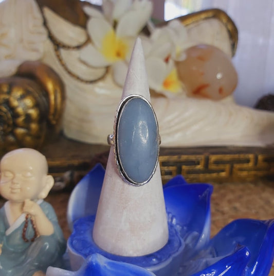 Angelite Inner Peace Gemstone Ring Size US 9.5 (E2070)
