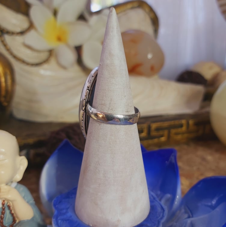 Angelite Inner Peace Gemstone Ring Size US 9.5 (E2070)