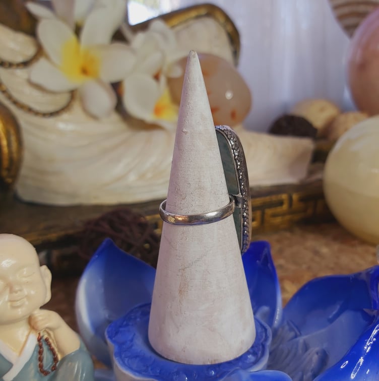 Amazonite Speaking Ones Truth Gemstone Ring US 9 (E2072)