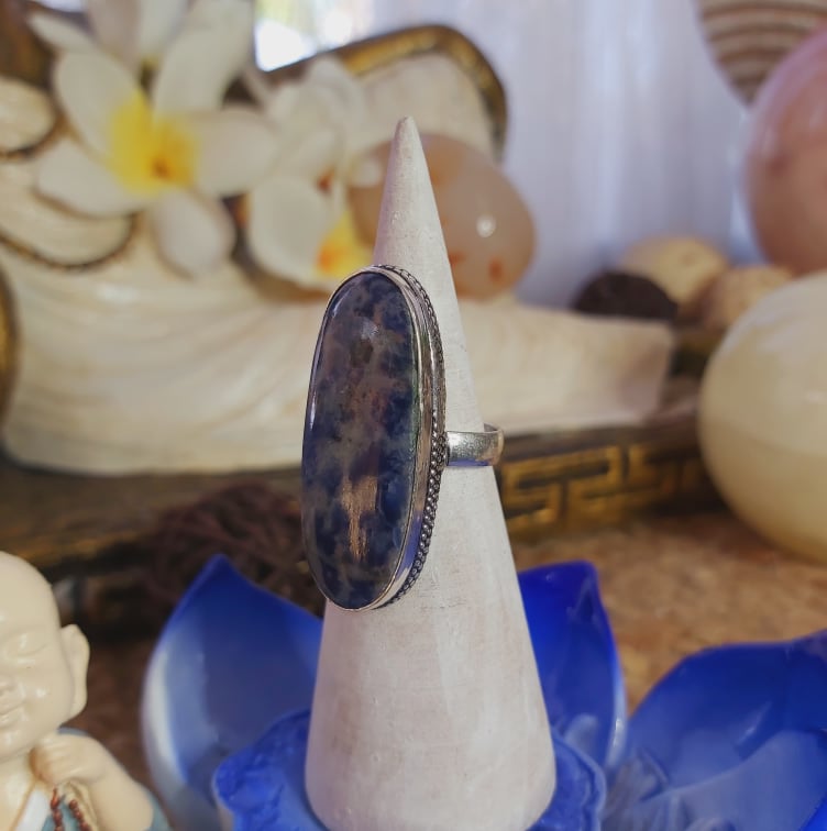 Sodalite Intuition & Self-Trust Gemstone Ring US 7.5 (E2074)