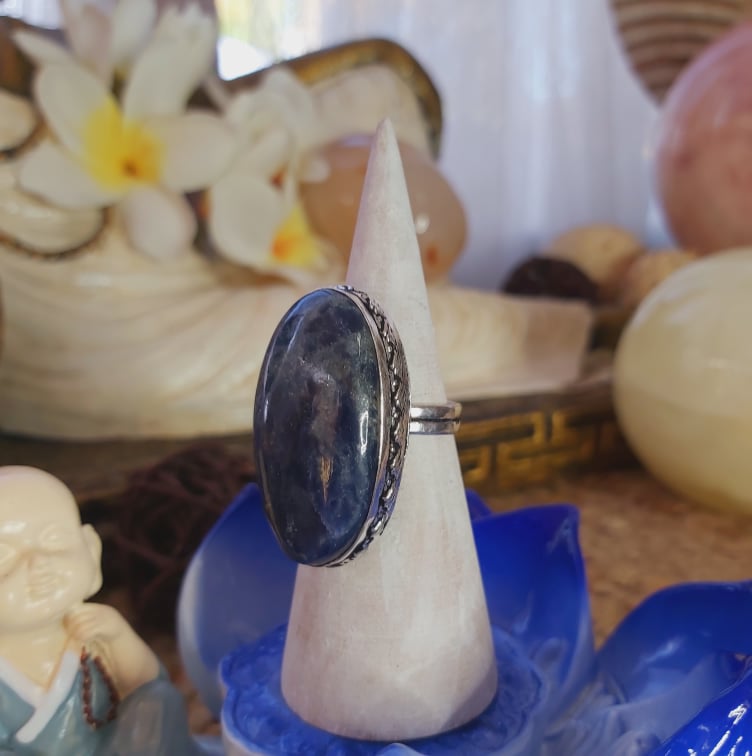 Sodalite Intuition & Self-Trust Gemstone Ring US 9 (E2076)
