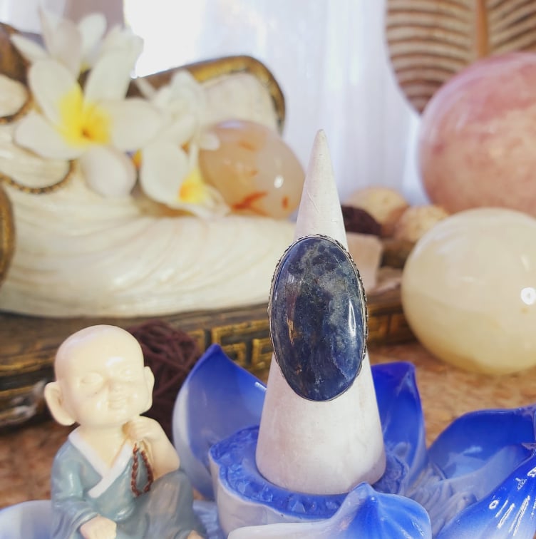 Sodalite Intuition & Self-Trust Gemstone Ring US 9 (E2076)