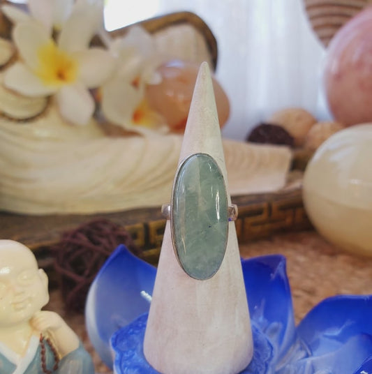 Aquamarine Stone of Courage Ring Size US 9.5 (E2079)