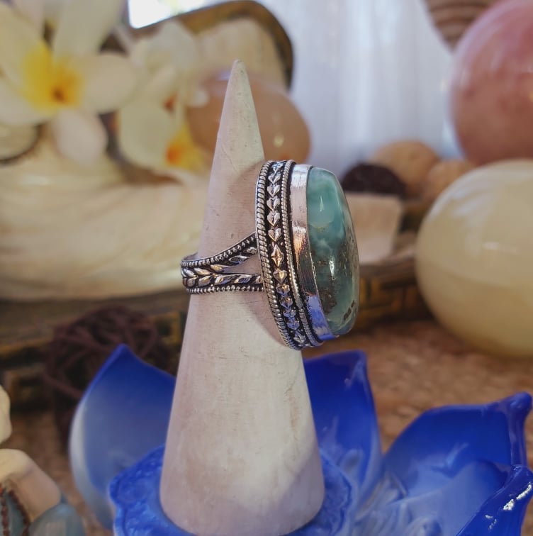 Larimar Emotional Healing Gemstone Ring US 7 (E2081)