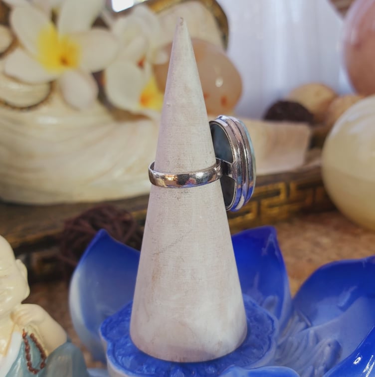 Larimar Emotional Healing Gemstone Ring US 7.5 (E2083)